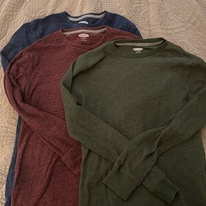 Old Navy Crew Neck Long Sleeve Trio in Green, Red, and Blue
